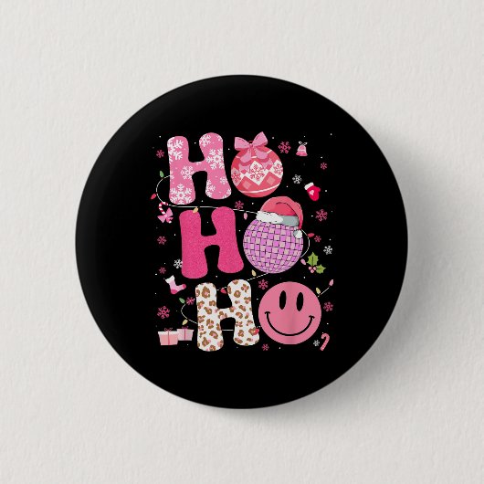 Groovy Leopard Disco Weihnachten Weihnachten Button (Vorderseite)