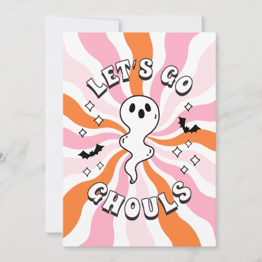 Groovy Let's Go Ghouls Bachelorette Einladung (Vorderseite)