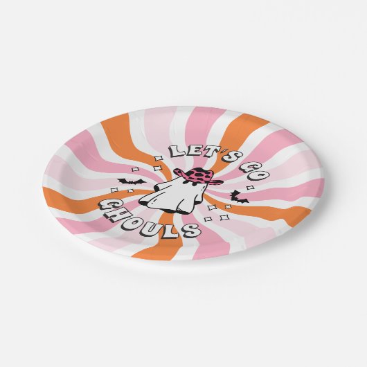 Groovy Let's Go Ghouls Bachelorette Pappteller (Schrägansicht)