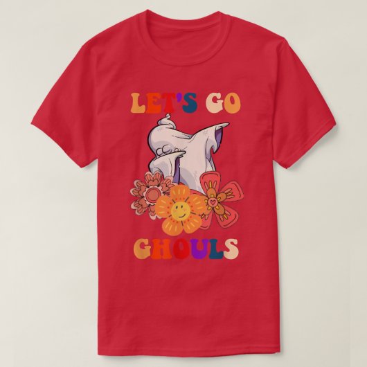 Groovy Let's Go Ghouls Floral Ghost Hippie Hallowe T-Shirt (Design vorne)