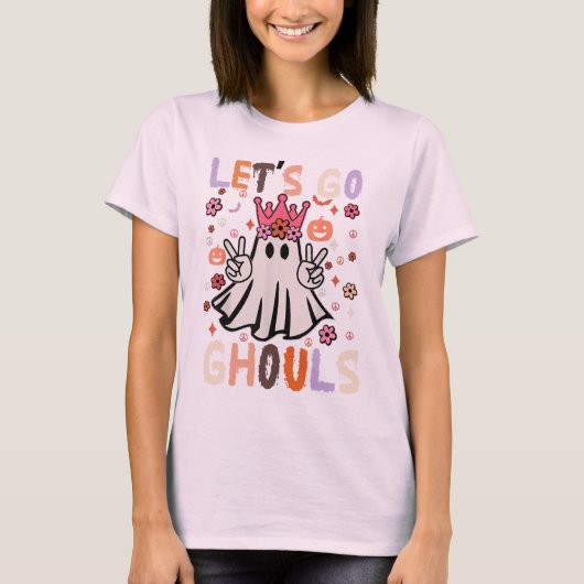 Groovy Let's Go Ghouls Halloween Ghost Outfit T-Shirt (Vorderseite)