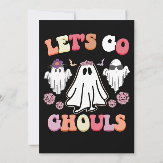Groovy Let's Go Ghouls Halloween Ghost Retro Einladung (Vorderseite)