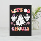 Groovy Let's Go Ghouls Halloween Ghost Retro Einladung (Stehend Vorderseite)