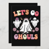 Groovy Let's Go Ghouls Halloween Ghost Retro Einladung (Vorne/Hinten)