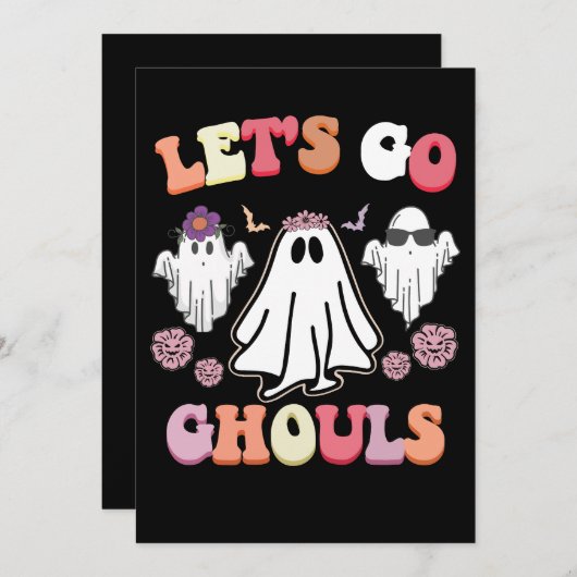 Groovy Let's Go Ghouls Halloween Ghost Retro Einladung (Vorne/Hinten)