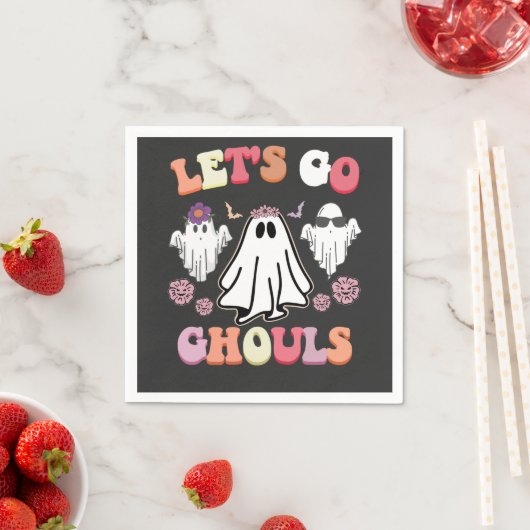 Groovy Let's Go Ghouls Halloween Ghost Retro Serviette (Beispiel)