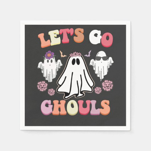 Groovy Let's Go Ghouls Halloween Ghost Retro Serviette (Vorderseite)