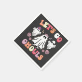 Groovy Let's Go Ghouls Halloween Ghost Retro Serviette (Ecke)