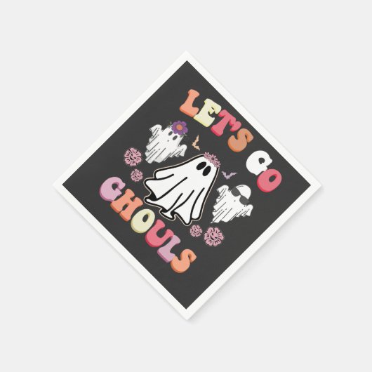 Groovy Let's Go Ghouls Halloween Ghost Retro Serviette (Ecke)