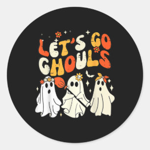 Groovy Let's Go Ghouls Retro Halloween Ghost Costu Runder Aufkleber