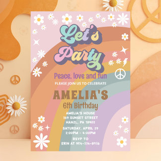 Groovy let's Party Geburtstagseinladung Einladung