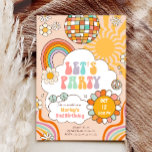Groovy Let's Party Retro 70er Rainbow Birthday Einladung<br><div class="desc">Retro Birthday themed Einladung für Ihre perfekte Feier.</div>