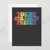 Groovy LGBT Pride Token Straight Friend Einladungspostkarte (Vorne/Hinten)