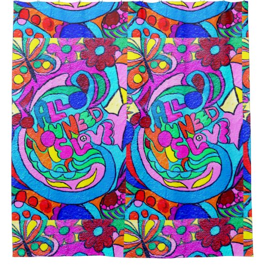 groovy Liebe des Hippie Duschvorhang (Vorderseite)