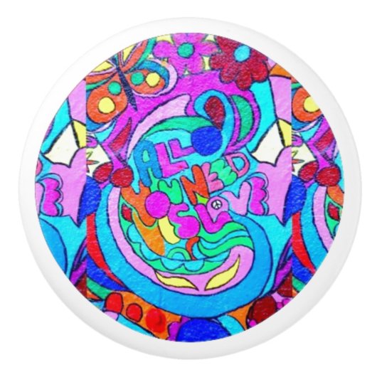 groovy Liebe des Hippie Keramikknauf (Vorderseite)