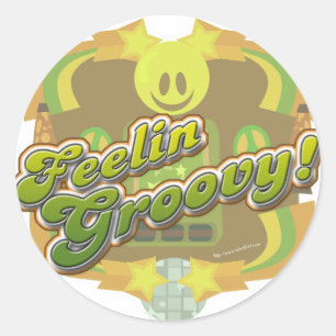 Groovy Liebe Siebziger Jahre Stil Runder Aufkleber