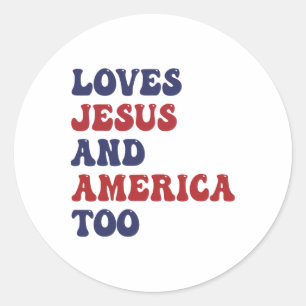 Groovy Lieben Jesus und Amerika zu Gott Christlich Runder Aufkleber