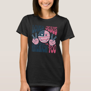 Groovy Lieben Jesus und Amerika zu Gott Christlich T-Shirt