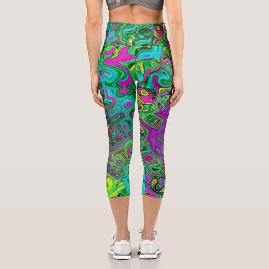 Groovy Lila Abstrakt Retro Liquid Swirl Capri Leggings (Rückseite)
