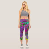 Groovy Lila Abstrakt Retro Liquid Swirl Capri Leggings (Vorderseite)