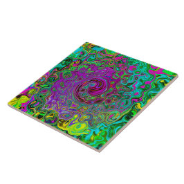 Groovy Lila Abstrakt Retro Liquid Swirl Fliese