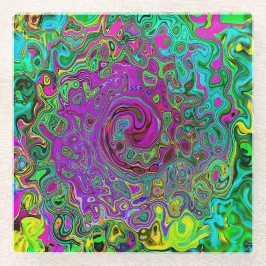 Groovy Lila Abstrakt Retro Liquid Swirl Glasuntersetzer (Vorderseite)