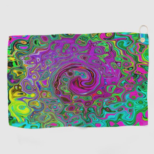 Groovy Lila Abstrakt Retro Liquid Swirl Golfhandtuch (Horizontal)