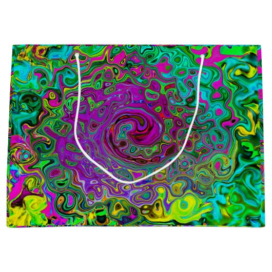 Groovy Lila Abstrakt Retro Liquid Swirl Große Geschenktüte (Vorderseite)