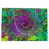 Groovy Lila Abstrakt Retro Liquid Swirl Große Geschenktüte (Rückseite)