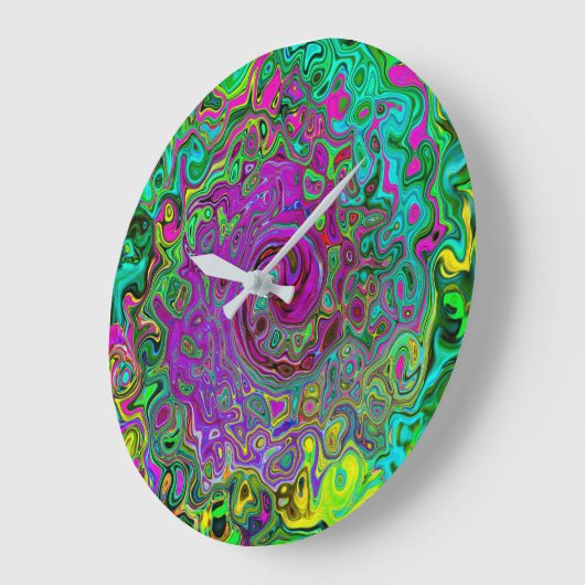 Groovy Lila Abstrakt Retro Liquid Swirl Große Wanduhr (Winkel)