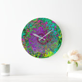 Groovy Lila Abstrakt Retro Liquid Swirl Große Wanduhr (Zuhause)