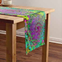 Groovy Lila Abstrakt Retro Liquid Swirl Großer Tischläufer