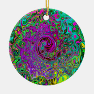 Groovy Lila Abstrakt Retro Liquid Swirl Keramik Ornament