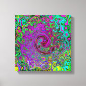 Groovy Lila Abstrakt Retro Liquid Swirl Leinwanddruck (Vorderseite)