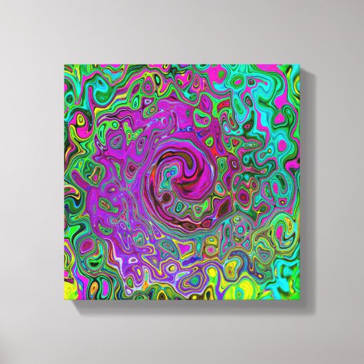 Groovy Lila Abstrakt Retro Liquid Swirl Leinwanddruck (Vorderseite)