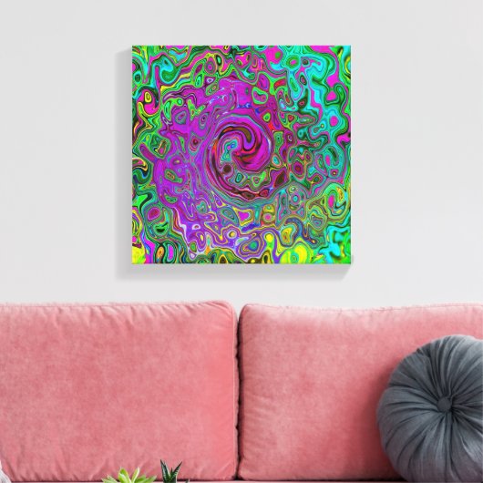 Groovy Lila Abstrakt Retro Liquid Swirl Leinwanddruck (Insitu (Wohnzimmer))