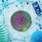 Groovy Lila Abstrakt Retro Liquid Swirl Pappteller (Party)