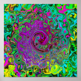 Groovy Lila Abstrakt Retro Liquid Swirl Poster