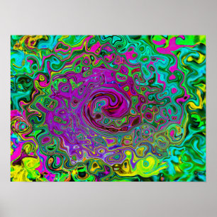 Groovy Lila Abstrakt Retro Liquid Swirl Poster