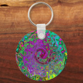 Groovy Lila Abstrakt Retro Liquid Swirl Schlüsselanhänger (Rückseite)