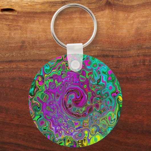 Groovy Lila Abstrakt Retro Liquid Swirl Schlüsselanhänger (Vorderseite)