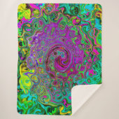 Groovy Lila Abstrakt Retro Liquid Swirl Sherpadecke (Vorderseite)