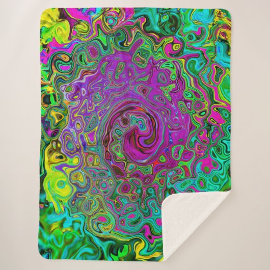 Groovy Lila Abstrakt Retro Liquid Swirl Sherpadecke (Vorderseite)