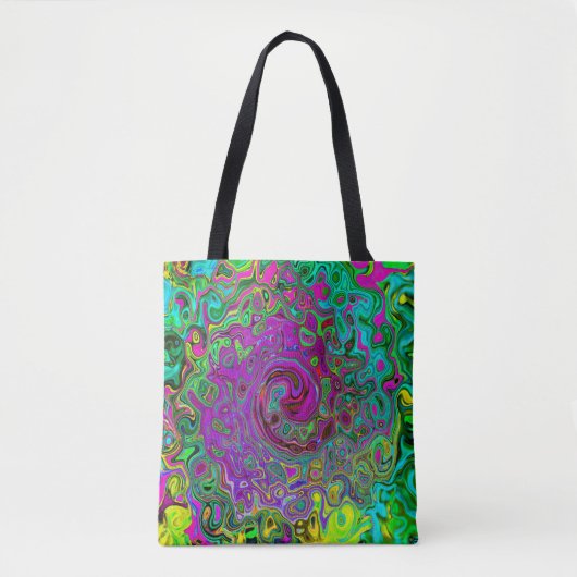 Groovy Lila Abstrakt Retro Liquid Swirl Tasche (Vorderseite)