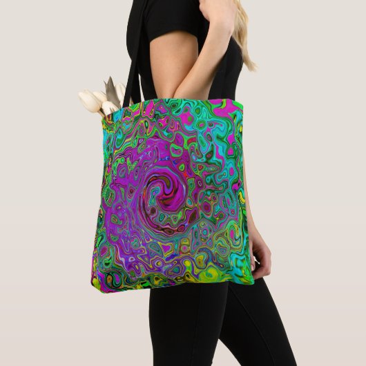 Groovy Lila Abstrakt Retro Liquid Swirl Tasche (Von Nahem)