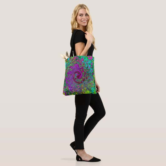 Groovy Lila Abstrakt Retro Liquid Swirl Tasche (Am Model)