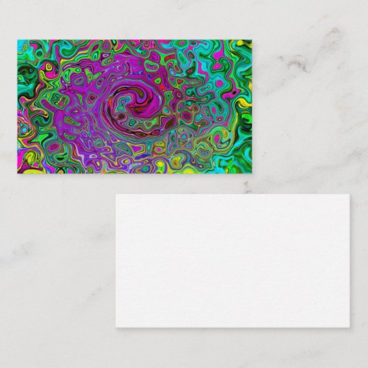 Groovy Lila Abstrakt Retro Liquid Swirl Visitenkarte (Vorne/Hinten)