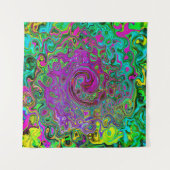 Groovy Lila Abstrakt Retro Liquid Swirl Wandteppich (Vorderseite)