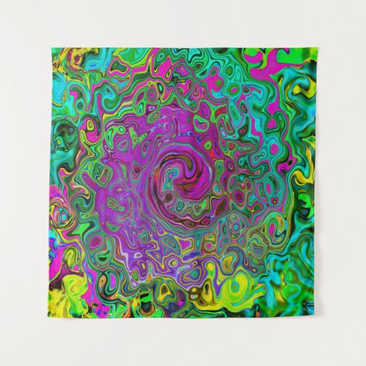 Groovy Lila Abstrakt Retro Liquid Swirl Wandteppich (Vorderseite)