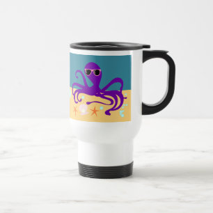 Groovy lila Cartoon-Oktopus Spaß-Ozean-Kunst Reisebecher